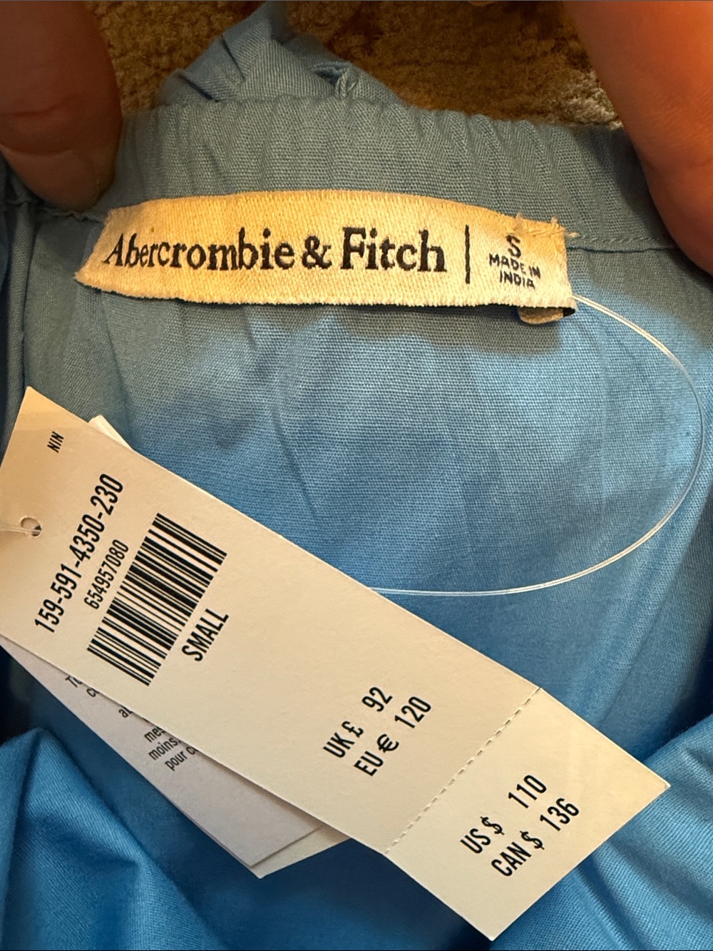 NWT Abercrombie & Fitch Blue Ruffle Strap Maxi Dress - Picture 3 of 3